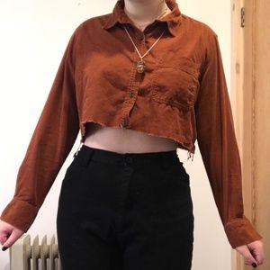 rust orange corduroy button up